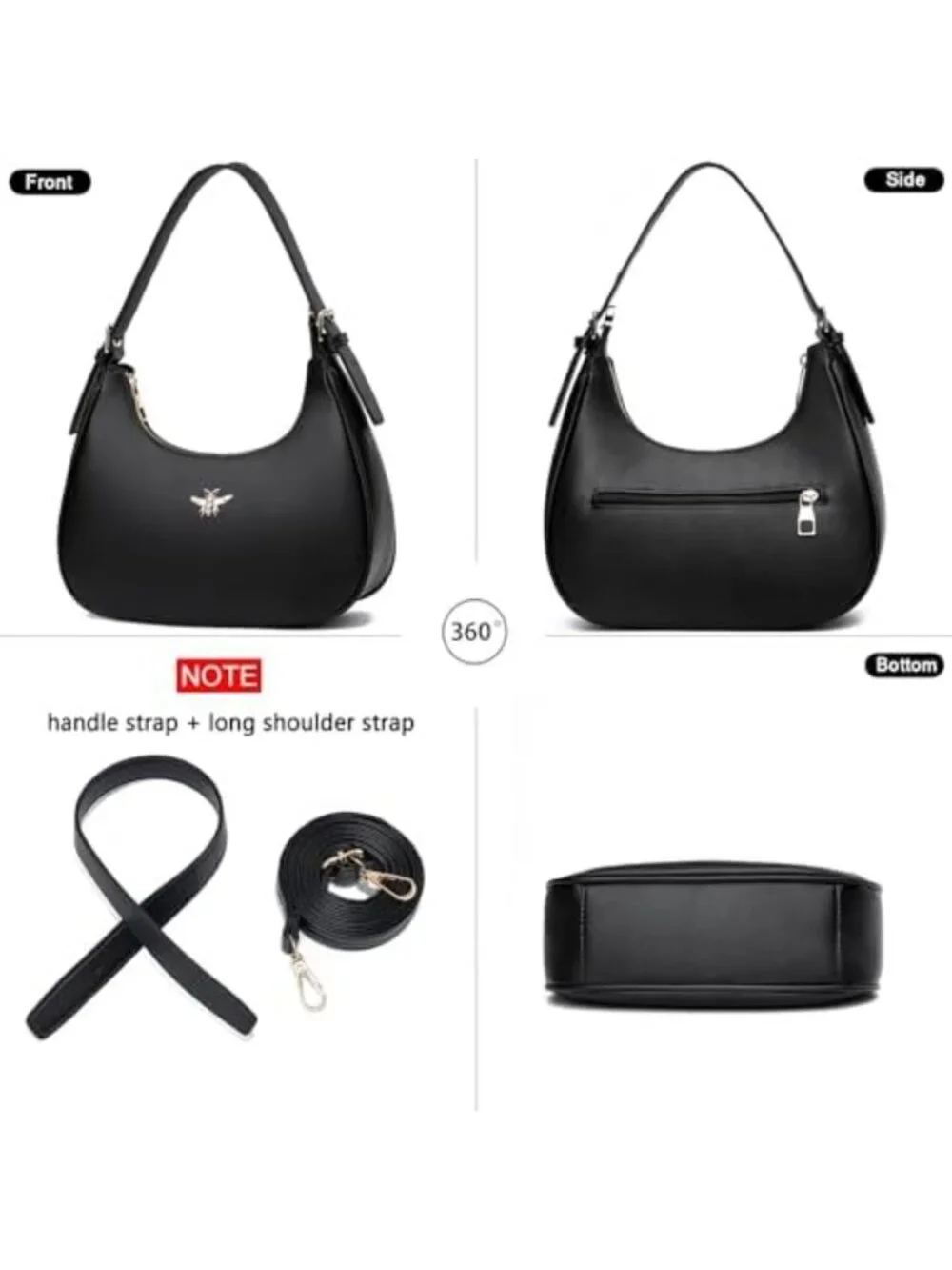 Retro Small Crescent Shoulder Bag - Women's Hobo Tote Purse Handbag, Chic Style